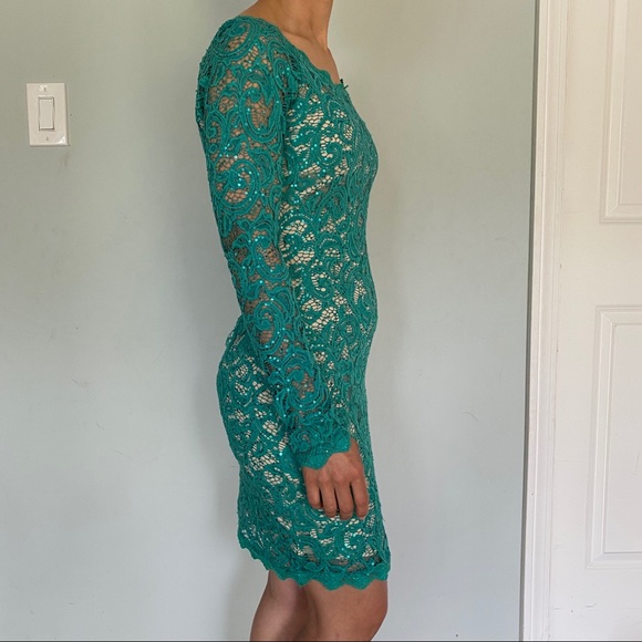 (Brand) Green Lace fitted Dress - Picture 8 of 14